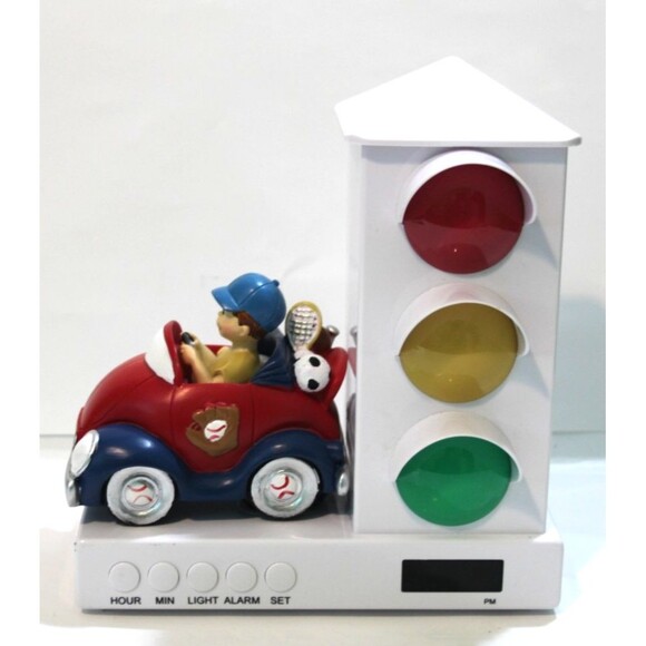 It’s About Time Stoplight Alarm Clock Kids Sleep Enhancing  Race Car Read Flaw - Picture 7 of 7
